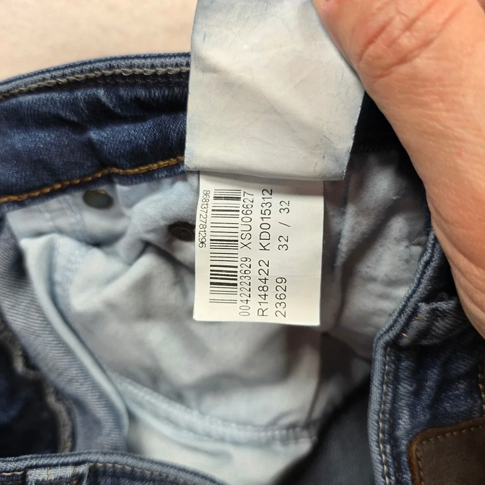 Mavi Jeans Denim Men 32x32 Blue Slim Straight Medium Wash Whiskered Stretch